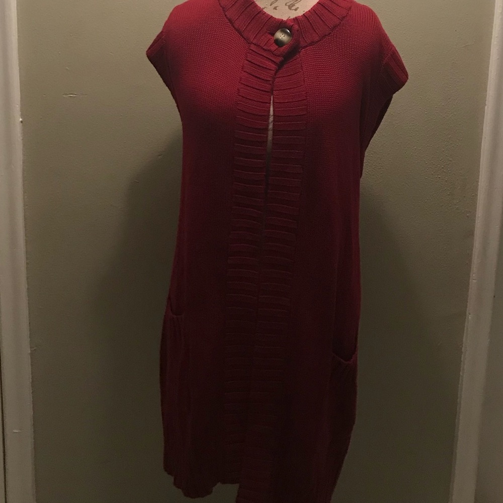 Chico’s Carlson Sweater Cardigan Cranberry Color